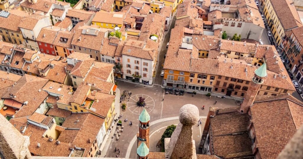 an aerial view of cremona, italy