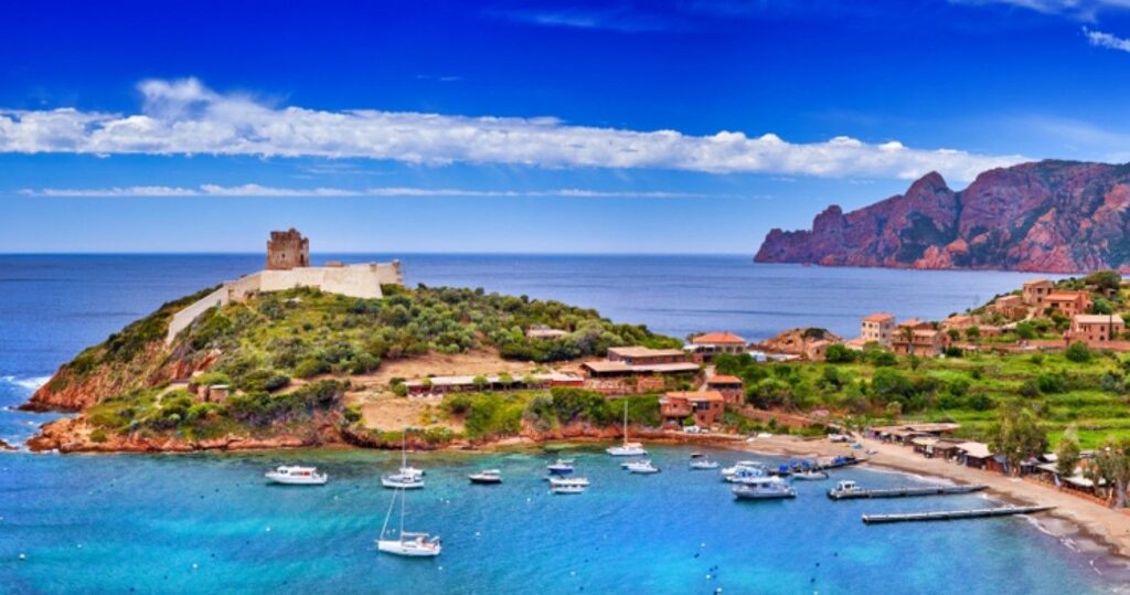 Panorama of Girolata Bay in Corsica Island