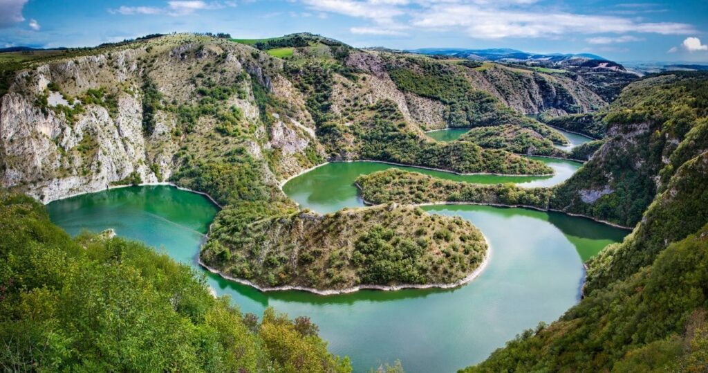 a deep canyon with a river at the bottom in serbia