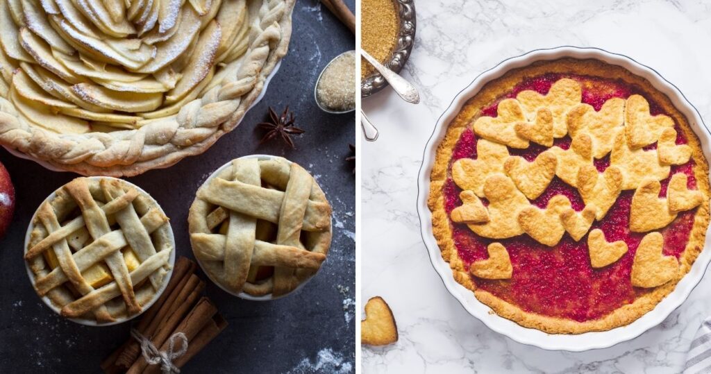 pies decorated with different crust designs